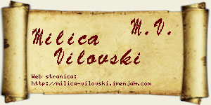 Milica Vilovski vizit kartica